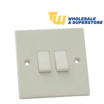 SMJ Lichtschalter 2 Gang 2 Wege 10 Amp Lichtschalter doppelt weiß Kunststoff elegant sauber