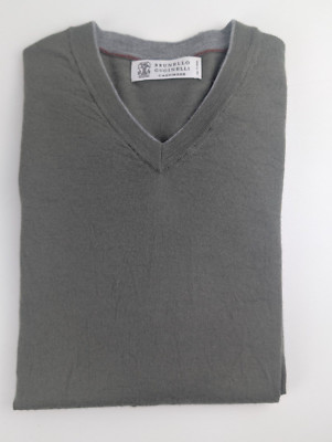 Edler Luxus Brunello Cucinelli Business Pullover Grün Größe: 48 Kaschmir Wolle