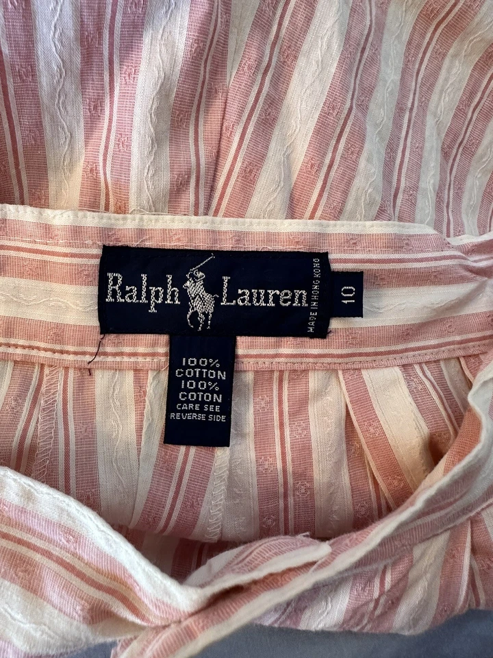Lot Ralph Lauren SZ10 Shorts Bermuda Wide Leg  Vintage 90s Pink Blue Label Tag - Image 3 of 4
