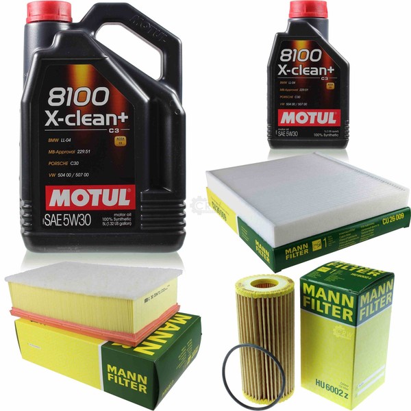 Mann Inspektionspaket 6L Motul 8100 X-Clean+ 5W-30 FüR VW Passat 2.0 TDI 1.6-image