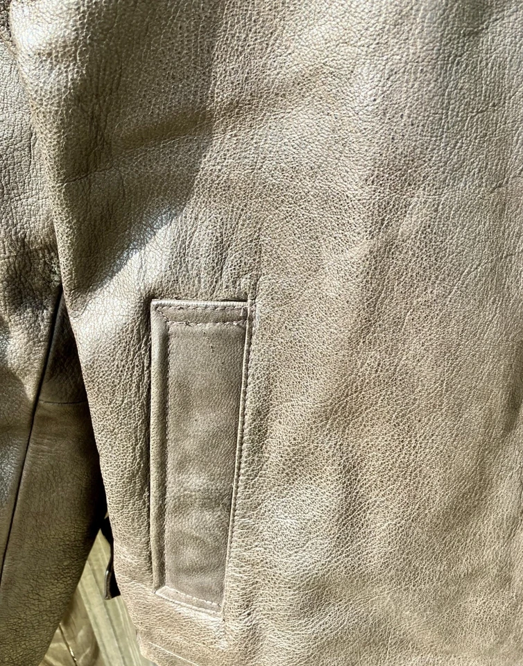 Chaqueta De Colección Años 90 Banana Republic Marrón 100% Cuero Cremallera Completa Hombre’s Mediana Foto 2 de 4