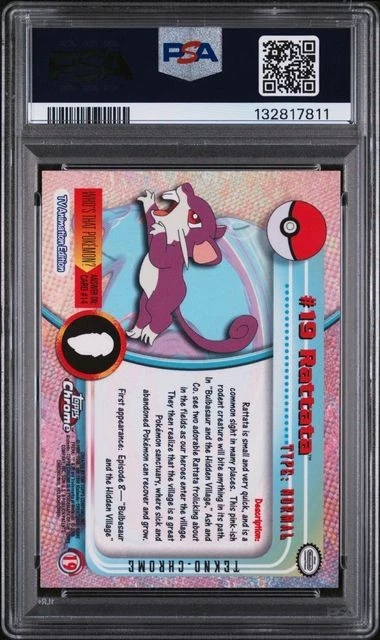 Pokemon T.V. Topps 2000 cromado #19 RATTATA POKEMON T.V.-TEKNO PSA 7 POP 3 Bajo Foto 2 de 2