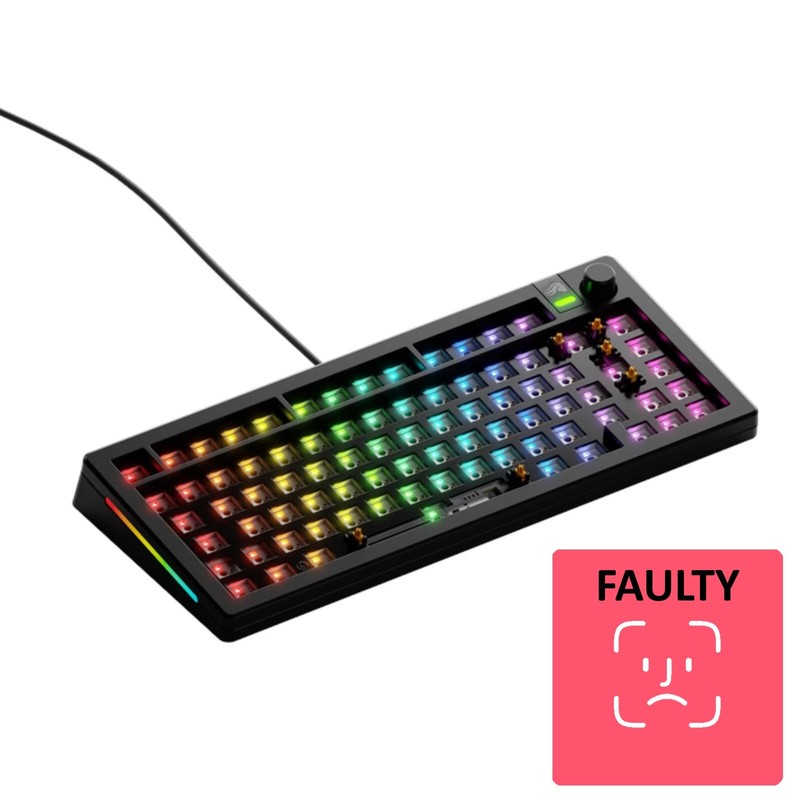 FAULTY Glorious GMMK 3 Barebones 75% Mechanical Gaming Keyboard Black Switches