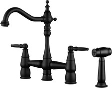 Bridge Centerset Kitchen Sink Faucet, Deck Mount Brass Kitchen Faucet with Side