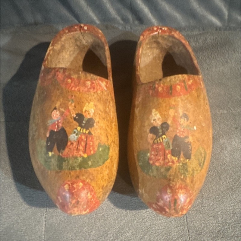 Vintage Dutch Wooden Clogs Hand Painted Decorative Collectible