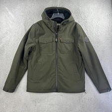 Levis Jacket Mens Medium Army Green Parka Coat Hooded Sherpa Lined Snowboard Ski