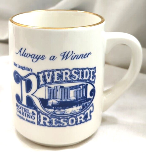 Riverside Resort Hotel & Casino "Always a Winner" Coffee Mug Gold Trim VINTAGE