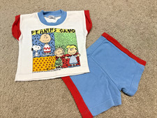 Peanuts Gang Snoopy 2 Piece Shorts Set 9 Months Vintage 90  s Baby Fair