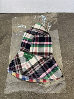 Asia Books reversible plaid bucket hat one size NWT