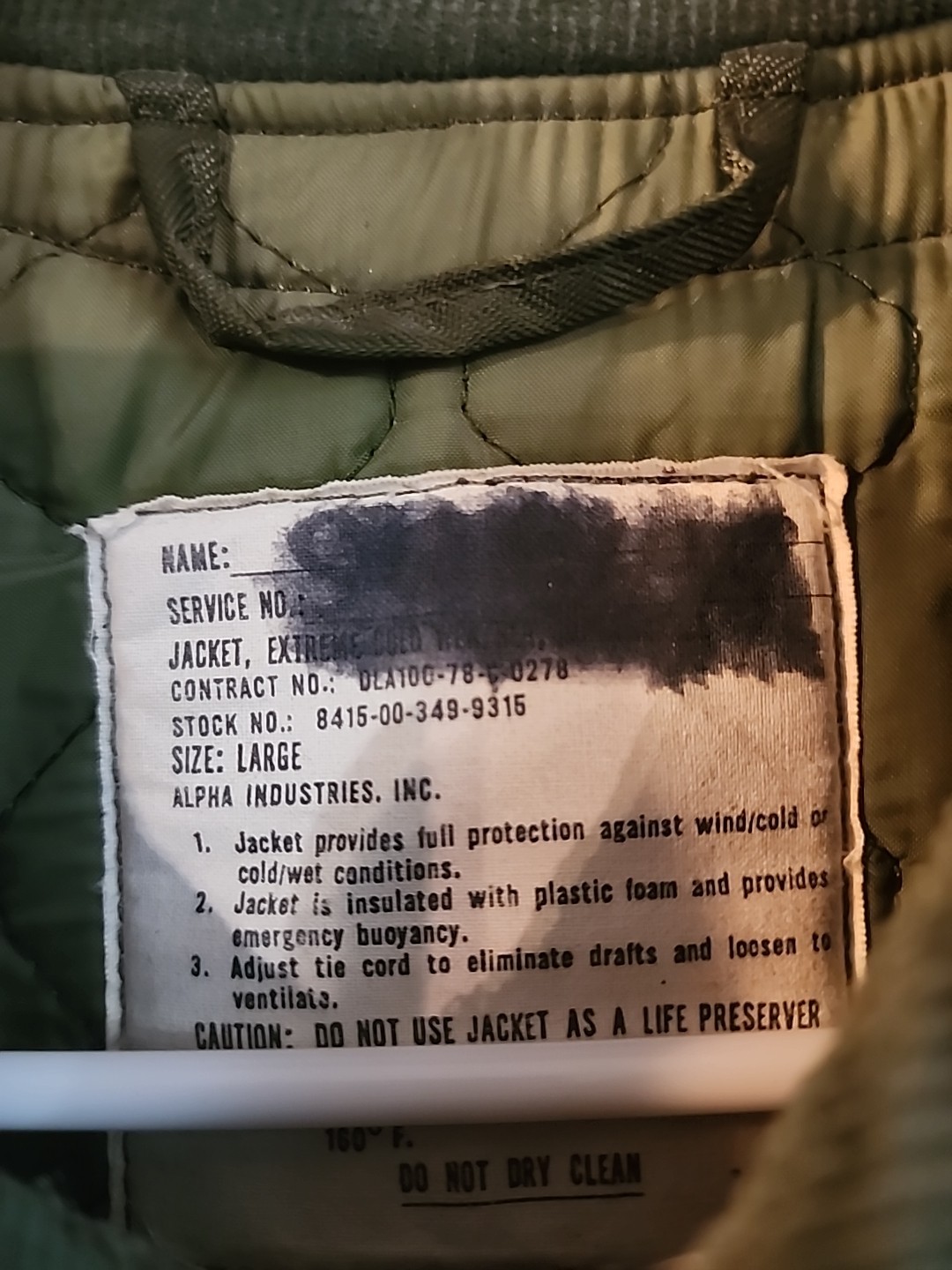 Vintage US Military Jacket Large Extreme Cold Weather Impermeable Heavy Duty