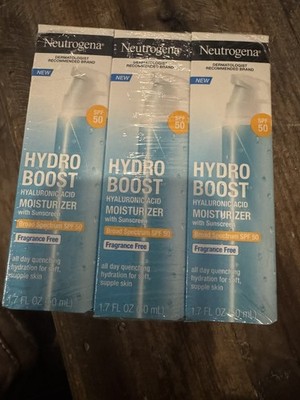 3 Neutrogena Hydro Boost Hyaluronic Acid Moisturizer SPF50 Frag Free 1.7oz Each