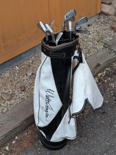 Vintage Walter Hagen White golf bag with The HAIG Irons 2-PW  HAIG Ultra 1i