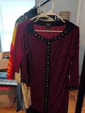 Style and Co Red and Black Bell Sleeve Sweater Dress SZ M