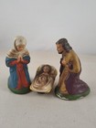Antike Krippenfiguren „Heilige Familie“ – Handarbeit – Handbemalt – Pappmaché