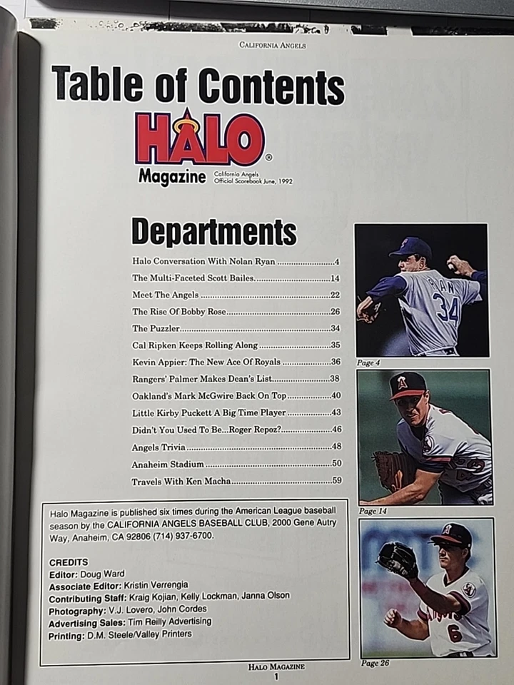 NOLAN RYAN - Halo California Angels Magazine, Program 1992 - Image 3 of 4