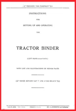 IH McCormick-Deering Tractor Binder Left Hand - 8 and 10 Ft. Owner's Manual