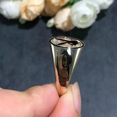 1.15Ct Round Cut Moissanite Rabbit Men's Play Boy Ring 14K Yellow Gold Plated