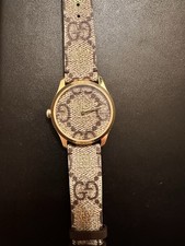Gucci G-Timeless  38mm Quartz Gold Case Beige GG Dial Leather Strap