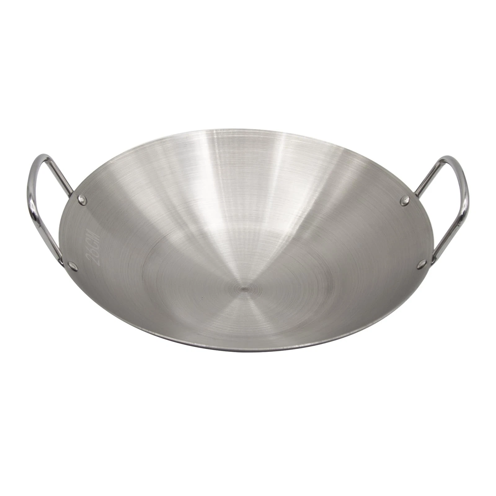 Aynaxcol Stainless Steel Wok 10 Inch/ 26cm, Round Bottom 10 inches, Silver