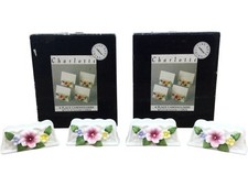 Vintage M&S St Michael Charlotte Floral Place Card Holders Fine Bone China PPWH