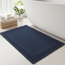 RESARE Waffle Bath Mat for Bathroom, Super Absorbent Bathroom 18" X 30", Navy