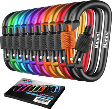 10 Pack Aluminum D-Ring Key Clips Carabiner w/ Screw Gate for Camping Outdoor