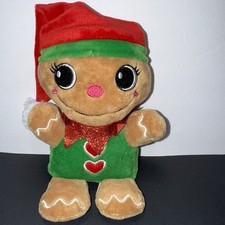 Dan Dee Gingerbread Girl Kid Plush Christmas Holiday 8  Santa Hat Heart Buttons