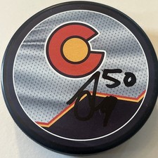 Trent Miner Signed Colorado Avalanche Reverse Retro Puck Psa/Dna