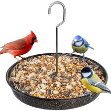 Hanging Bird Feeder Tray, Metal Mesh Bird Feeder Bowl with Thick Metal Hanger...