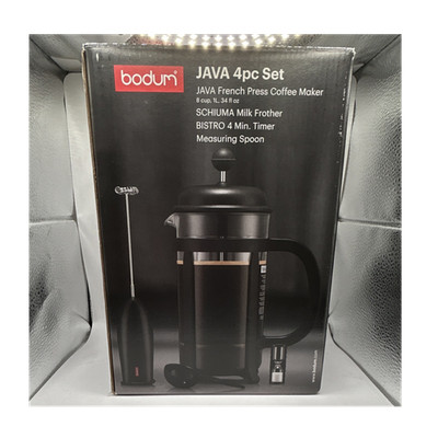 Bodum JAVA French Press Coffee Maker Set 8 Cup 34oz Milk Frother Timer Spoon