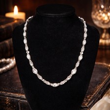 Authenticated Givenchy Silver Tone Faceted Glass Statement Necklace, Bezel Set C