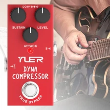 YUER RF-12 Electric Guitar Pedal Dyna Compressor Full Metal Shell True Bypass