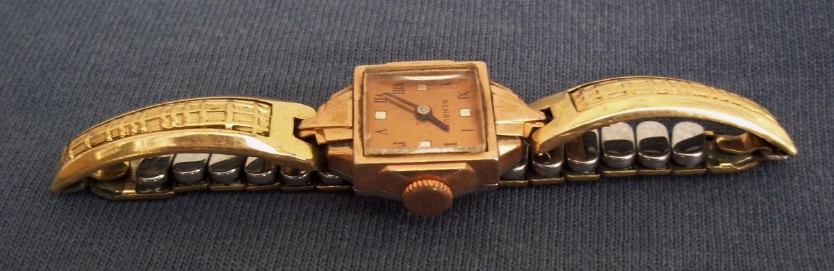 Benrus *Rare 40s Gold Antique Women’s Wind Up Watch 10k GF Benrus Swiss Wind-up Cuff Watch - Etsy main image 2