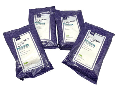 Lot of 4 - Medline ReadyBath Rinse-Free Shampoo Cap with Conditioner - Scented