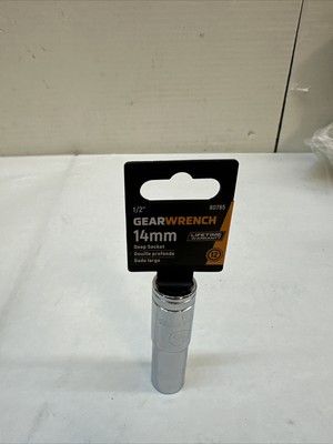 GEARWRENCH Steckschlüsseleinsatz 14 Mm – 1/2 Zoll, Tief, 12-kant, Metrisch (chrompoliert, Korrosionsbeständig)