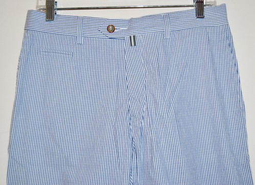 Pantalone uomo Scott James blu a righe Russ piatto davanti nuovo con etichette tg 32 senza orlo FUNZIONA PICCOLO - Foto 2 di 10