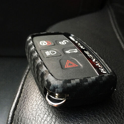 1pc Carbon Style TPU Key Case Shell Fob Cover For Land Rover Ranger Rover Jaguar - Foto 1 di 8