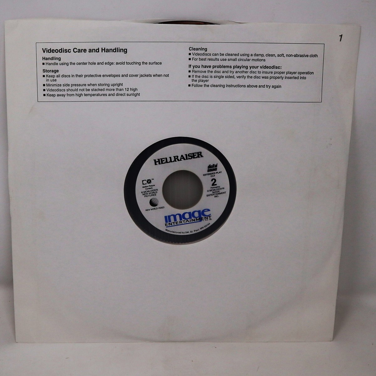 1988 80s NEW WORLD HELLRAISER LASER DISC LASERDISC LD NTSC CLIVE
