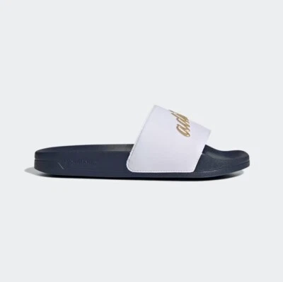 Adidas Women’s Adilette Shower Slides / White Navy Gold / RRP £30