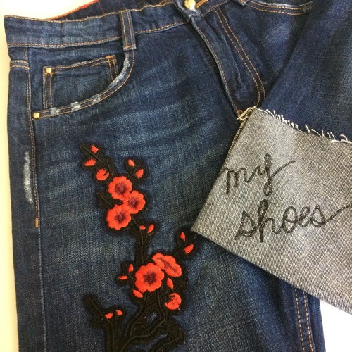 Zara Women USA Size 2 Do You Like My Shoes Floral Embroidery Cigarette Jeans NWT - Picture 8 of 12