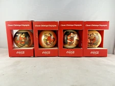 Set of 4 Vintage Coca-Cola Classic Christmas Ornaments Santa Bulbs OriginalBoxes
