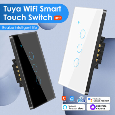 CORUI Tuya EU US Wifi Smart Touch Switch 1/2/3/4 Gang Wall Switch Smart Life APP