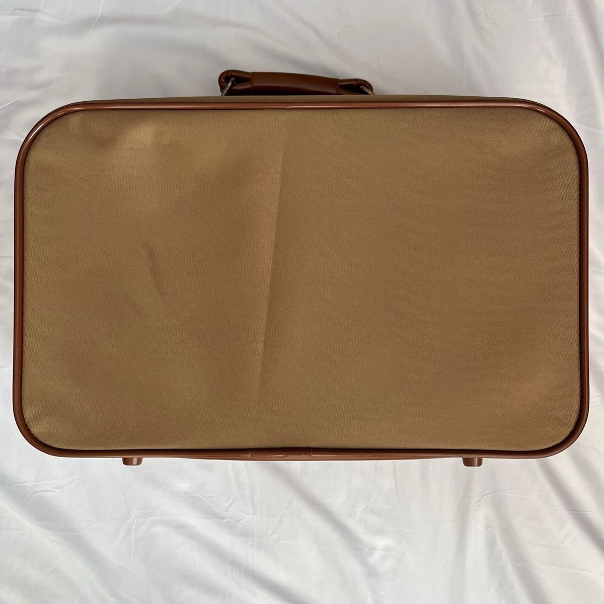 Vtg Samsonite Brown Tan 21x13x7 Handled Suitcase Luggage Brown