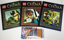Lego Legends of Chima 3 -2 Pocket 9" 12" 3 Ring Hole Punched Folders  Pencils