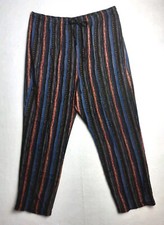 SAG HARBOR Vintage Pants Women Large Multicolor Stripe Rayon Pull On Boho