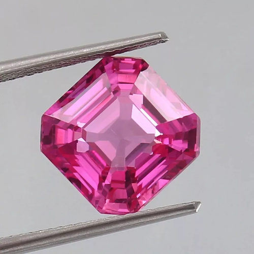 Pietra preziosa sciolta AAA naturale impeccabile zaffiro rosa Ceylon taglio Asscher 12x12 mm - Foto 3 di 4