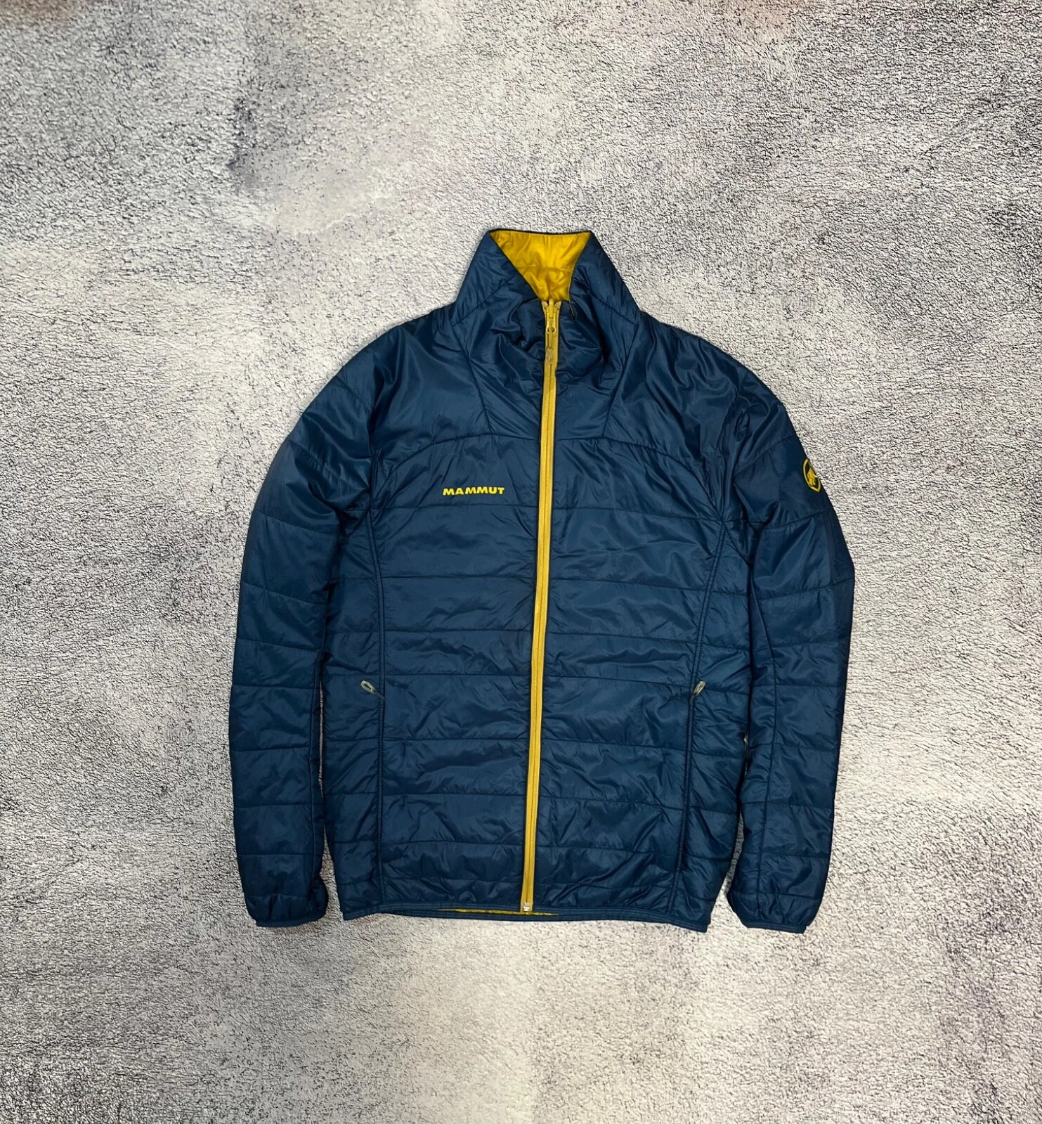 Mammut Extreme Mens Reversible Jacket Blue Yellow Full Zip Packable Size S