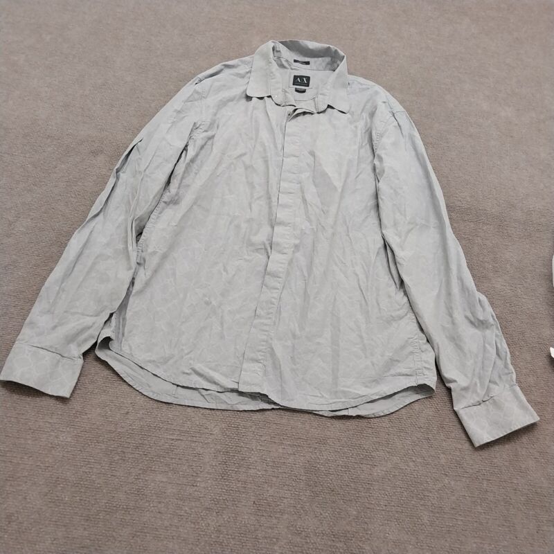 Armani Exchange A|X Mens Size XL Long Sleeve Gray Button Down Shirt
