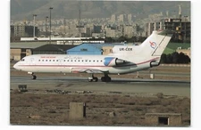 Postcard Airline FARS AIR QESHM YAK-42D UR-CER at Teheran AUC1.