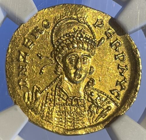 EASTERN ROMAN Zeno Constantinople NGC Ch AU Christian Gold Solidus Ancient Coin